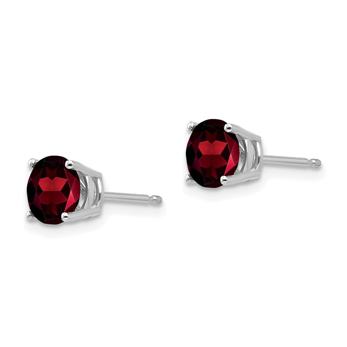 14k White Gold 6mm Garnet Earrings-XE73WGA