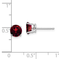 14k White Gold 6mm Garnet Earrings-XE73WGA