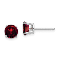 14k White Gold 6mm Garnet Earrings-XE73WGA
