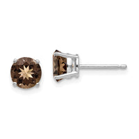 14kw 6mm Round Smoky Quartz Earrings-XE73WSQ