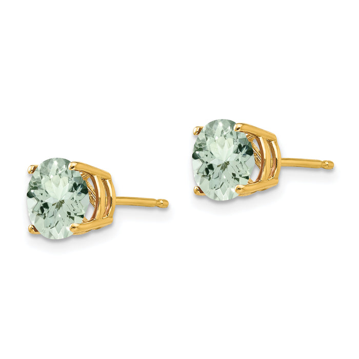 14k 7mm Round Green Quartz Earrings-XE74AG