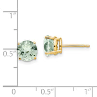 14k 7mm Round Green Quartz Earrings-XE74AG