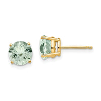 14k 7mm Round Green Quartz Earrings-XE74AG