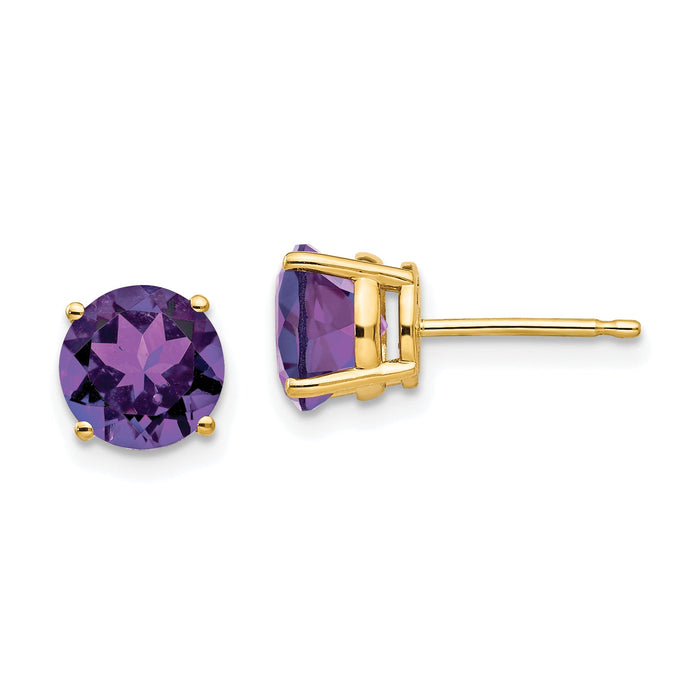 14k 7mm Amethyst Post Earrings-XE74AM