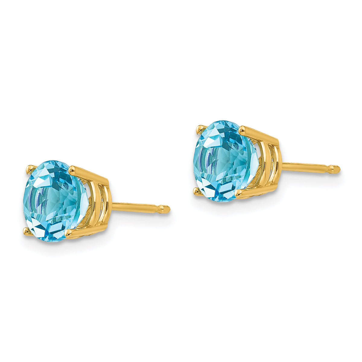 14k 7mm Blue Topaz Earrings-XE74BT