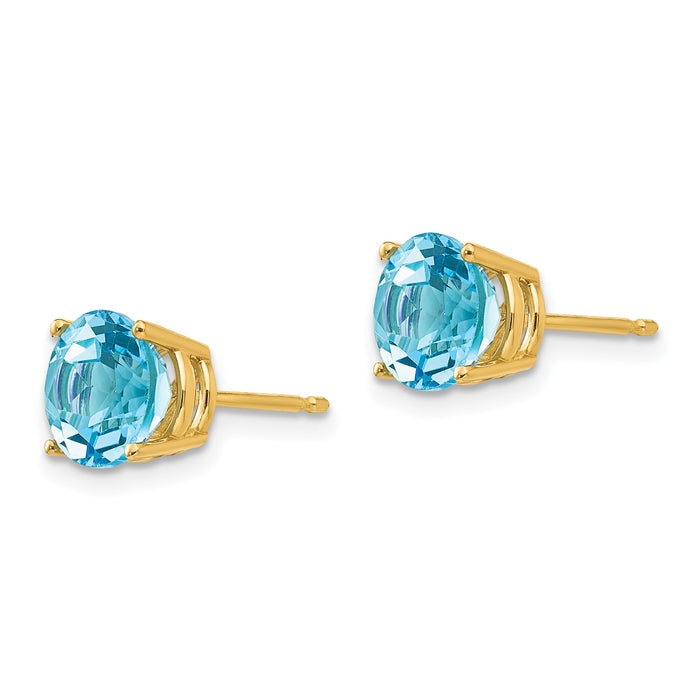 14k 7mm Blue Topaz Earrings-XE74BT