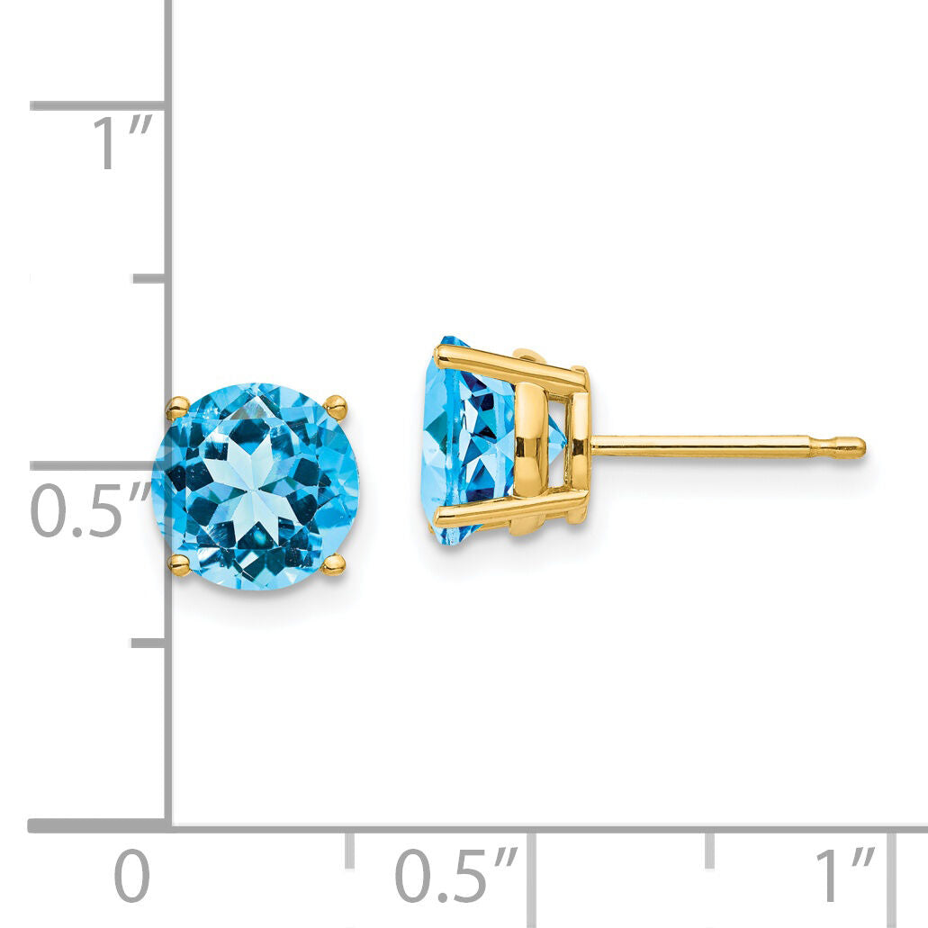 14k 7mm Blue Topaz Earrings-XE74BT