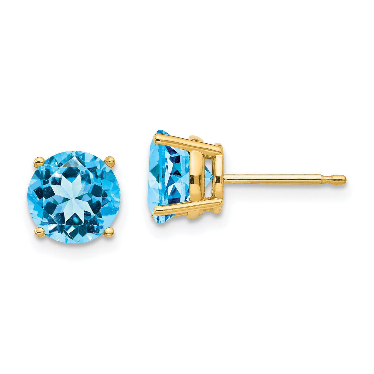 14k 7mm Blue Topaz Earrings-XE74BT