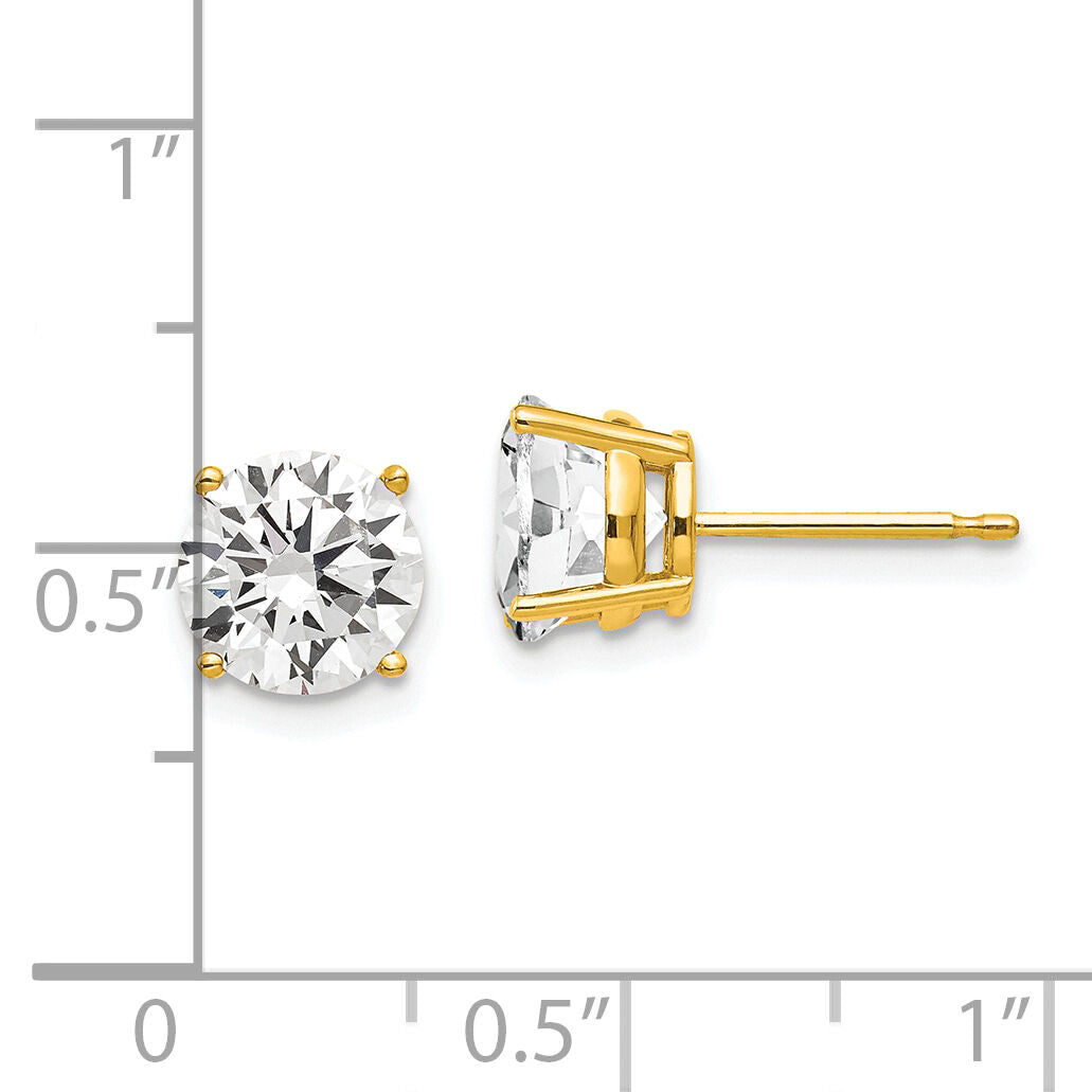 14k 7mm Cubic Zirconia Earrings-XE74CZ