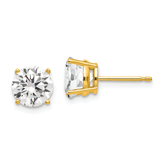 14k 7mm Cubic Zirconia Earrings-XE74CZ