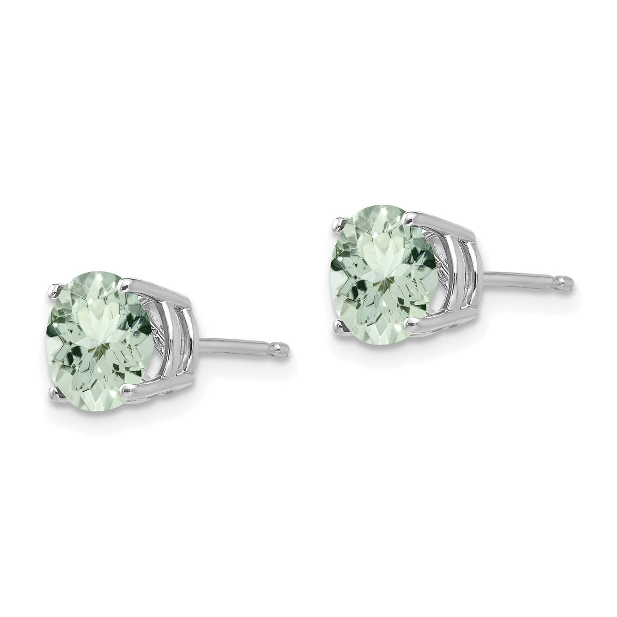 14kw 7mm Round Green Quartz Earrings-XE74WAG