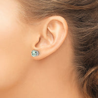 14kw 7mm Round Green Quartz Earrings-XE74WAG