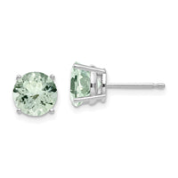 14kw 7mm Round Green Quartz Earrings-XE74WAG