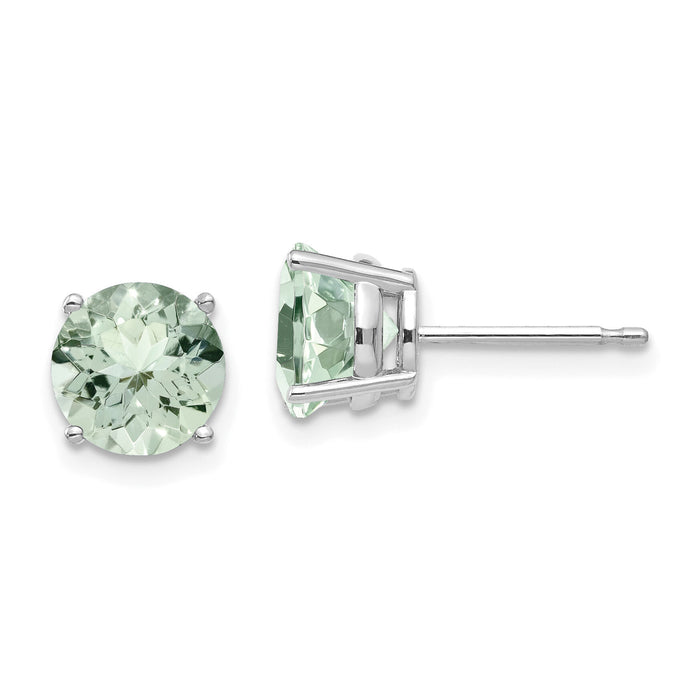 14kw 7mm Round Green Quartz Earrings-XE74WAG