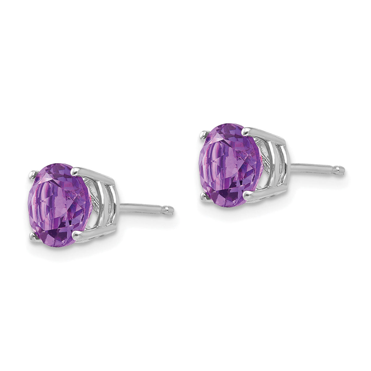 14k White Gold 7mm Amethyst Earrings-XE74WAM