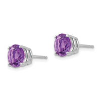 14k White Gold 7mm Amethyst Earrings-XE74WAM
