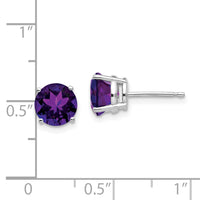 14k White Gold 7mm Amethyst Earrings-XE74WAM