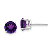 14k White Gold 7mm Amethyst Earrings-XE74WAM