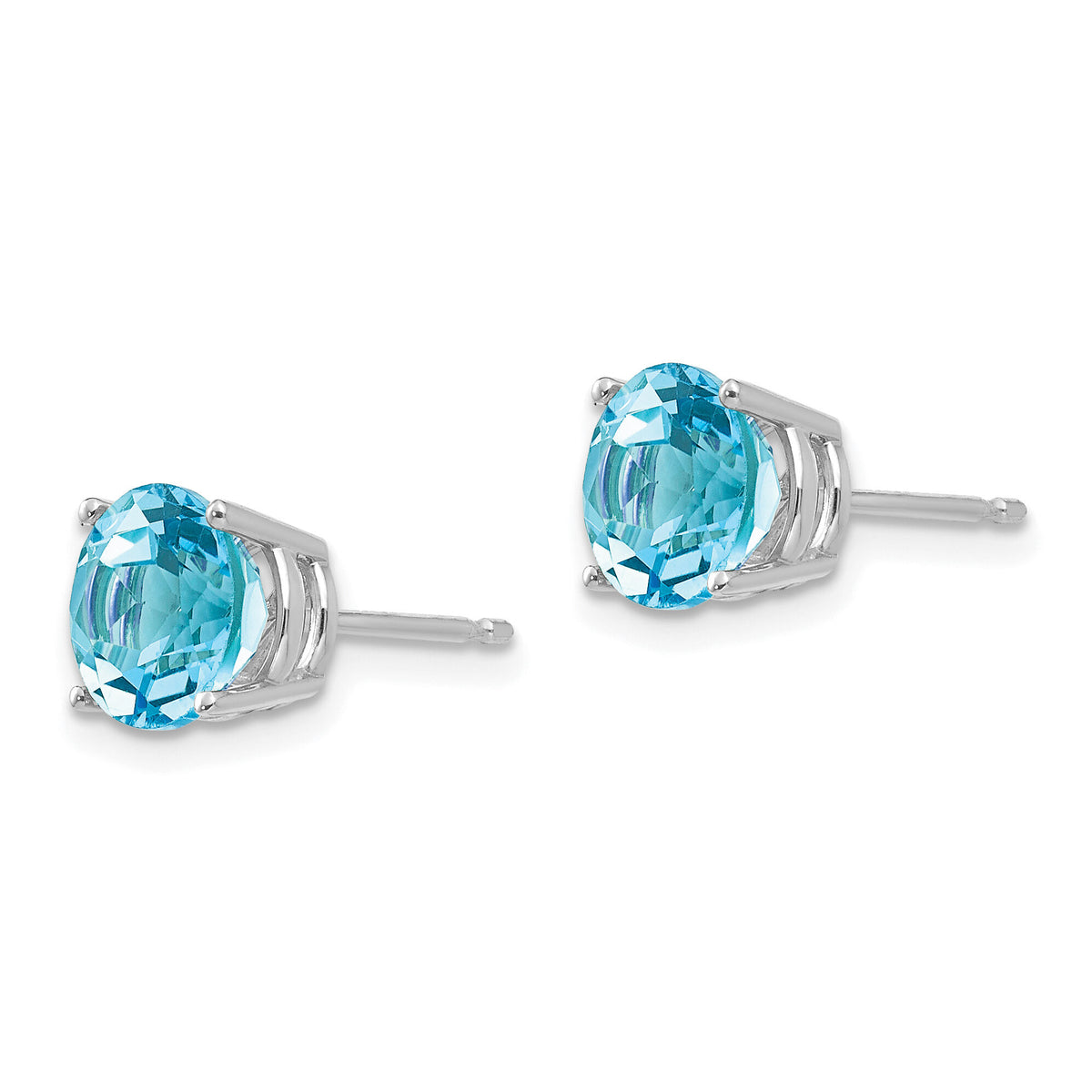 14k White Gold 7mm Blue Topaz Earrings-XE74WBT