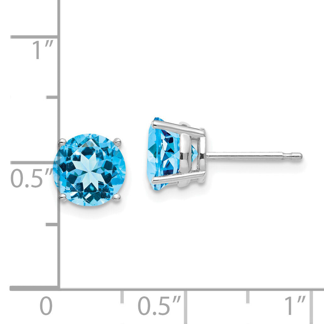 14k White Gold 7mm Blue Topaz Earrings-XE74WBT