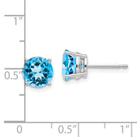14k White Gold 7mm Blue Topaz Earrings-XE74WBT