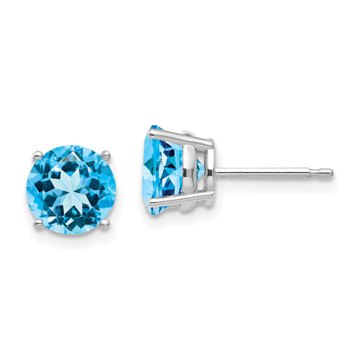 14k White Gold 7mm Blue Topaz Earrings-XE74WBT