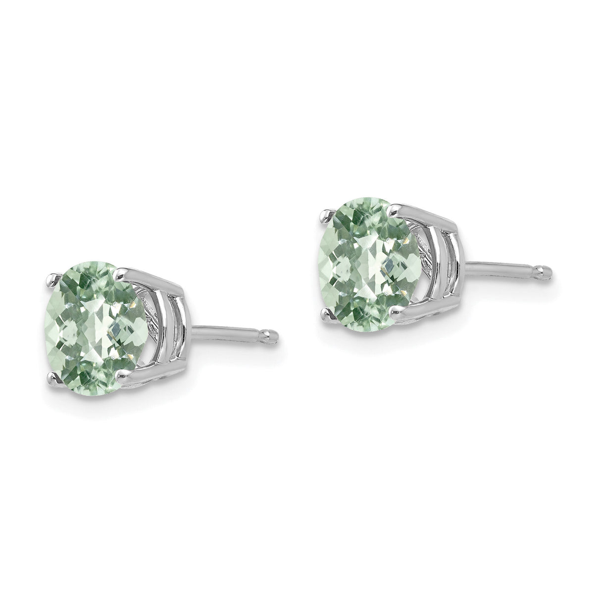 14kw 7mm Round Checker-Cut Green Quartz Earrings-XE74WCG