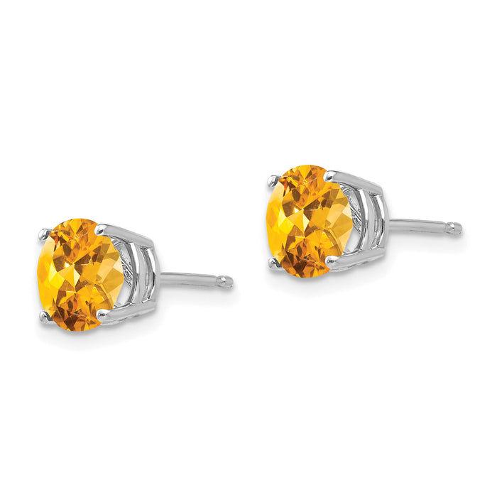 14k White Gold 7mm Citrine earring-XE74WCI