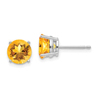 14k White Gold 7mm Citrine earring-XE74WCI