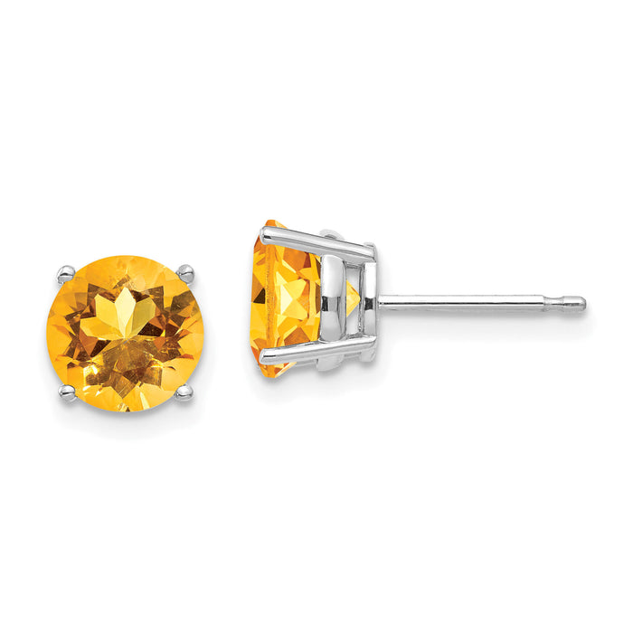 14k White Gold 7mm Citrine earring-XE74WCI