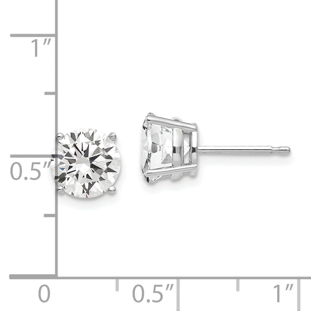 14k White Gold 7mm Cubic Zirconia Earrings-XE74WCZ