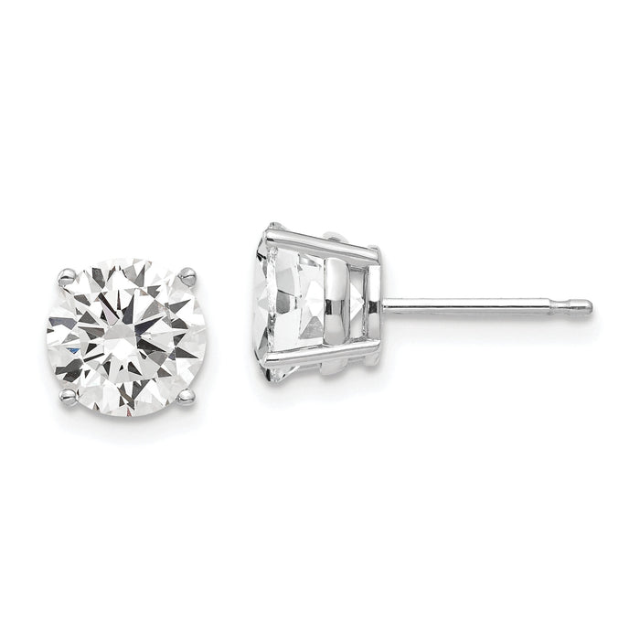 14k White Gold 7mm Cubic Zirconia Earrings-XE74WCZ