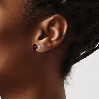 14k White Gold 7mm Garnet Earrings-XE74WGA