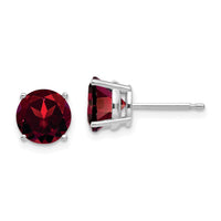14k White Gold 7mm Garnet Earrings-XE74WGA