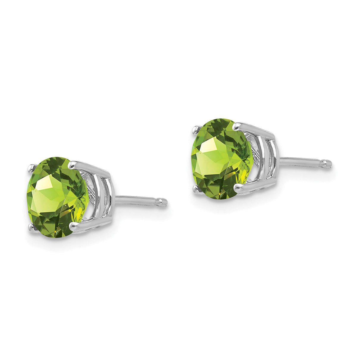 14k White Gold 7mm Peridot Earrings-XE74WPE