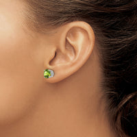 14k White Gold 7mm Peridot Earrings-XE74WPE
