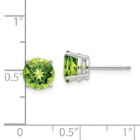 14k White Gold 7mm Peridot Earrings-XE74WPE