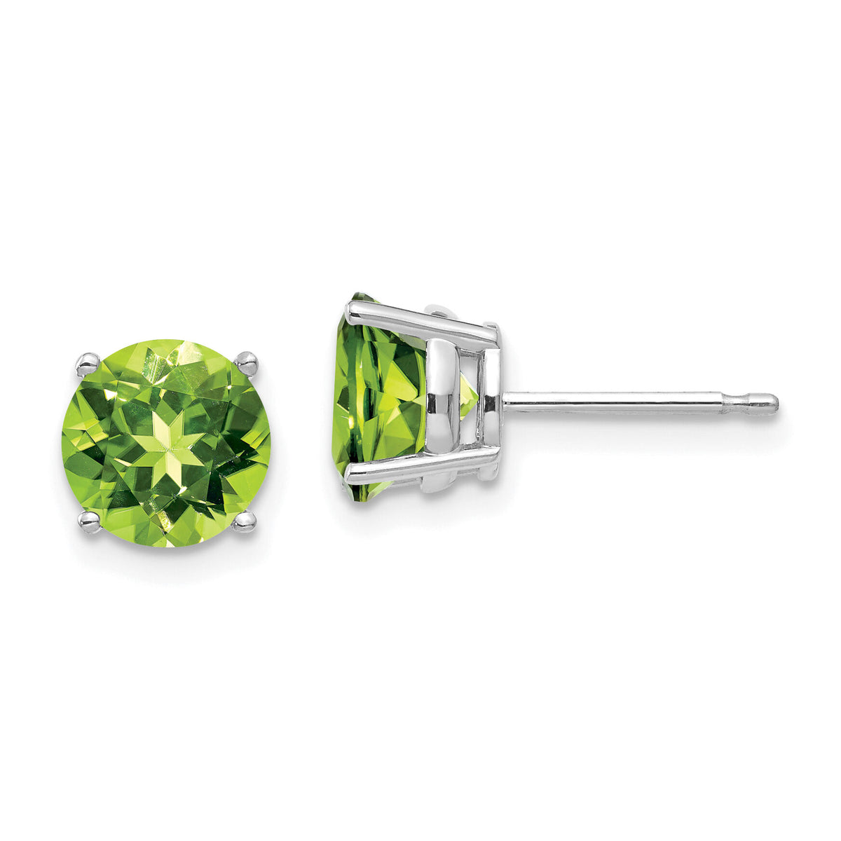 14k White Gold 7mm Peridot Earrings-XE74WPE