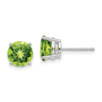 14k White Gold 7mm Peridot Earrings-XE74WPE