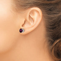 14k White Gold 7mm Rhodolite Garnet Earrings-XE74WRG