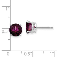 14k White Gold 7mm Rhodolite Garnet Earrings-XE74WRG