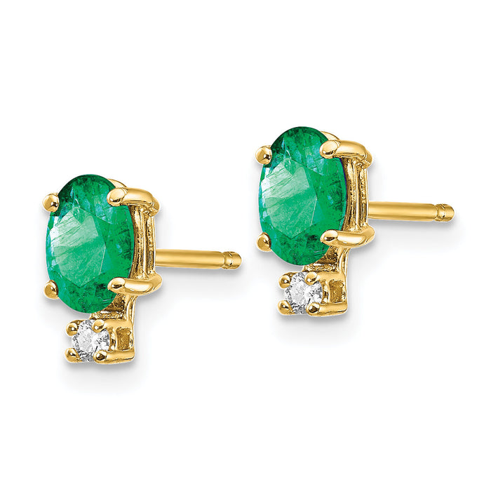 14k Emerald Diamond Post Earrings-XE754E/AA