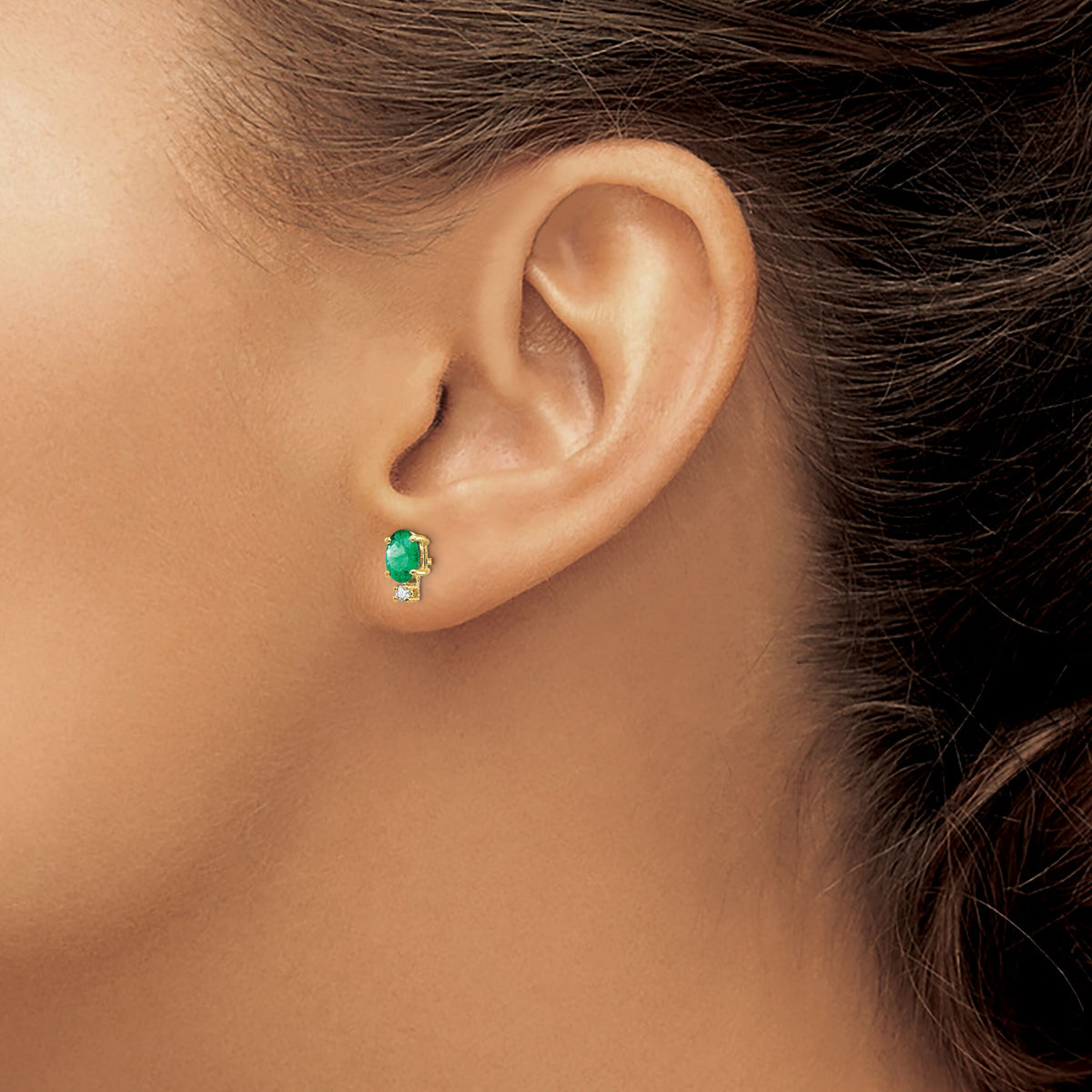 14k Emerald Diamond Post Earrings-XE754E/AA