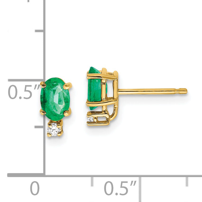 14k Emerald Diamond Post Earrings-XE754E/AA