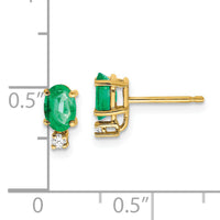14k Emerald Diamond Post Earrings-XE754E/AA