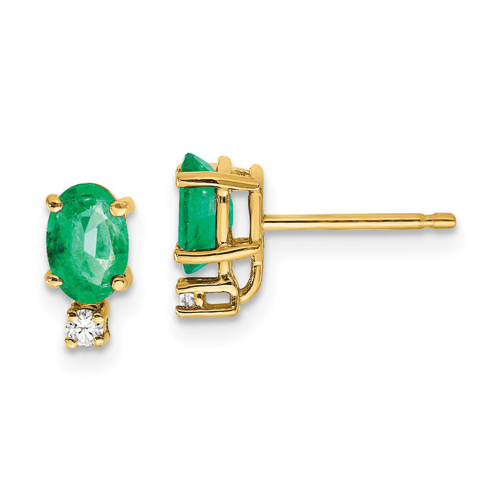14k Emerald Diamond Post Earrings-XE754E/AA