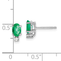 14k White Gold Emerald and Diamond Post Earrings-XE755E/AA