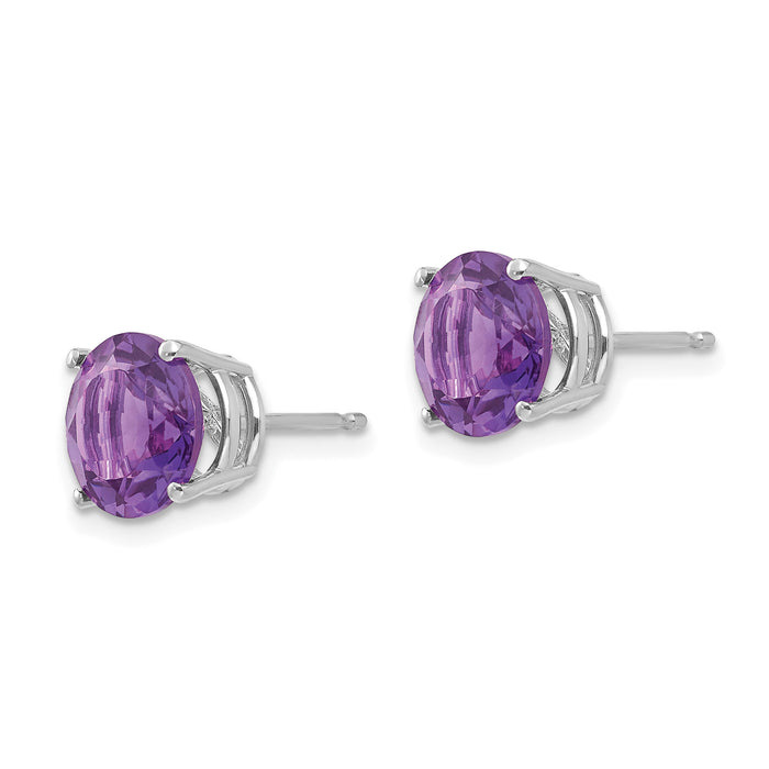 14k White Gold 8mm Amethyst Earrings-XE75WAM