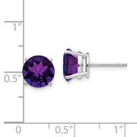 14k White Gold 8mm Amethyst Earrings-XE75WAM