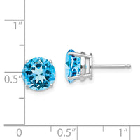 14k White Gold 8mm Blue Topaz Earrings-XE75WBT